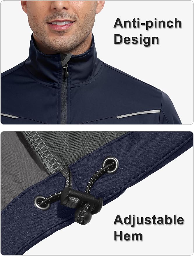Little Donkey Andy Men's Convertible Sleeve Softshell Jacket Water Resistant Breathable Outdoor Jacket for Golf Hiking