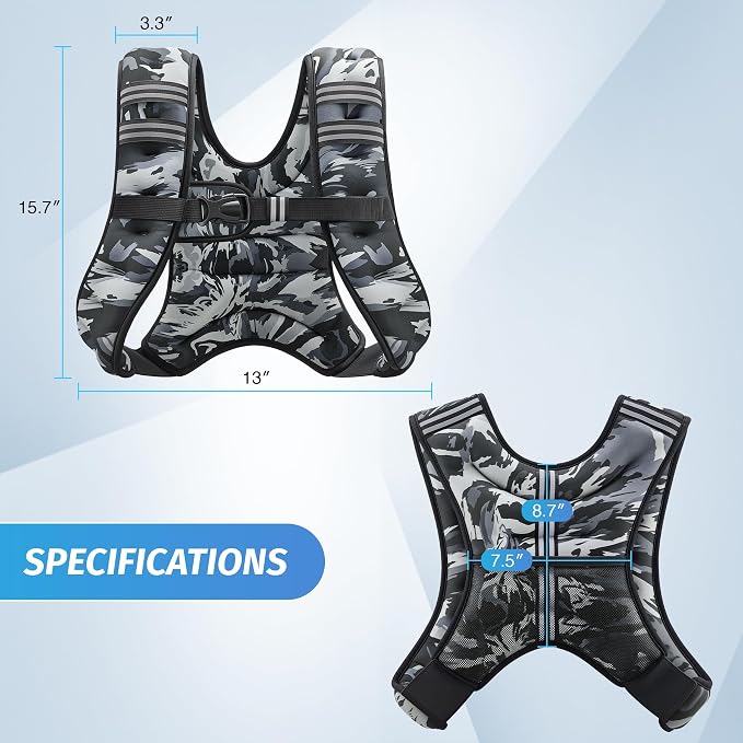ZELUS Weighted Vest, 6lb/8lb/12lb/16lb/20lb/25lb/30lb Weight Vest with Reflective Stripe for Workout, Strength Training, Running, Fitness, Muscle Building, Weight Loss, Weightlifting