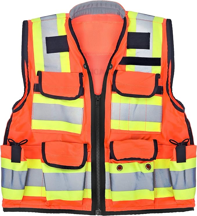 AdirPro Surveyor Safety Vest with Pockets - High visibility Reflective Construction Vest