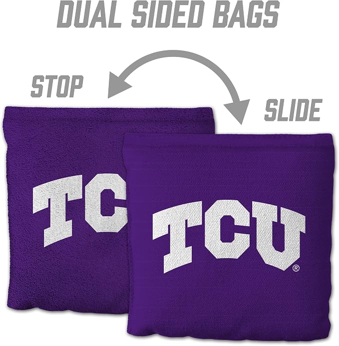 YouTheFan Officially-Licensed NCAA Set of 8 Cornhole Bags - All Weather Dual Sided Slide & Stop - Regulation Size with Carry case