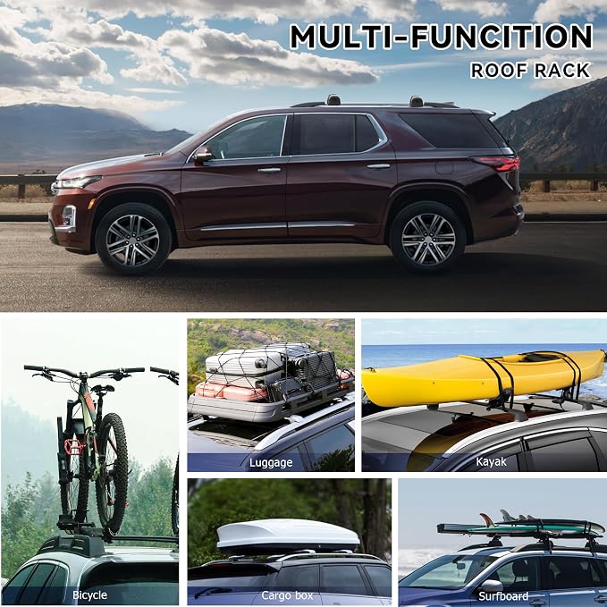 300Lbs Lockable Roof Rack Crossbars Compatible with Chevy Traverse 2022-2026, Heavy Duty Aluminum Cross Bar Fit Luggage Luggage Kayaks Bicycles Snowboard