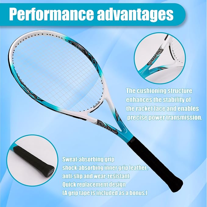 Senston 27 inch Tennis Racket for Adults 1 Pack Tennis Racket Set Tennis Overgrip, Vibration Damper