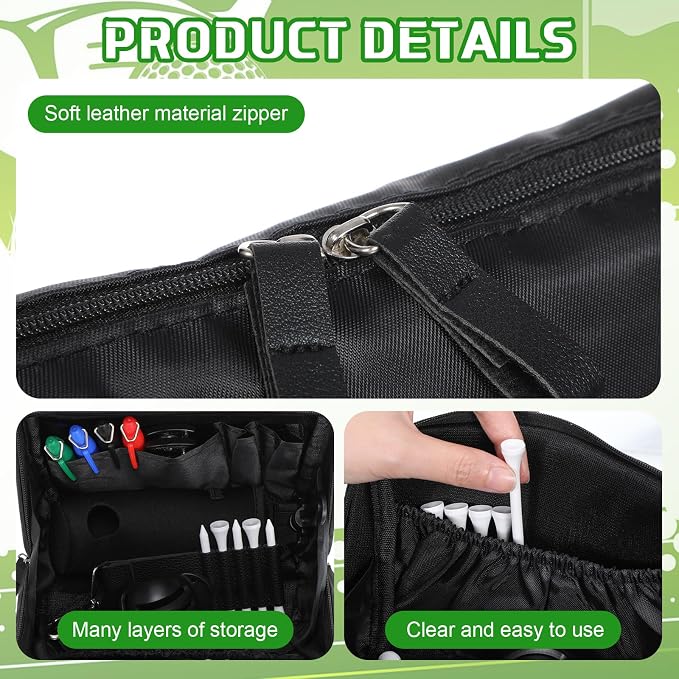 Duraaamo 21 Pcs Golf Accessories Kit Include Double Layer Cleaning Pouch Golf Ball Bag Storage Bag Tee Holder Divot Tool Cleaner Brush 10 Tees 4 Markers Alignment Tool for Dad Men Women Gifts