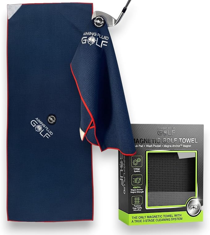 Magnetic Towel Club Glove Gear - 3 Stage Cleaning System- Microfiber Rag with Magnet for Golfcart Bags for Men and Women Blue, 16" x 40" The 40