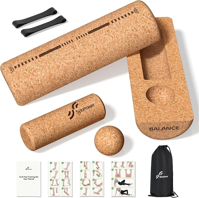 Sportneer Cork Balance Board with Storage Bag – Cork Foot Massage & Balance Trainer Set for Foot Pain Relief, Physical Therapy, Foot Strengthening & Arch Training, Improve Balance & Stability, Boost Ankle Strength