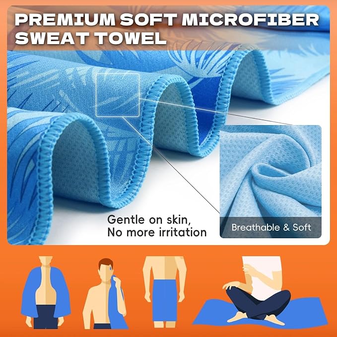 Microfiber Sweat Towel Quick Dry Lightweight Absorbent 2 Pack, Fast Drying 30‘’ X 60‘’ Negative Ions Odorless Gym Towels for Men & Women Yoga Travel Outdoor Camping Gym Beach (Navy Blue Tree)