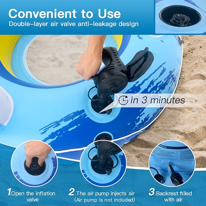River Tubes for Floating Heavy Duty Inflatable Floating Lounger Premium River Water Rafts Pool Float with Cup Holder Above Lake for Adults