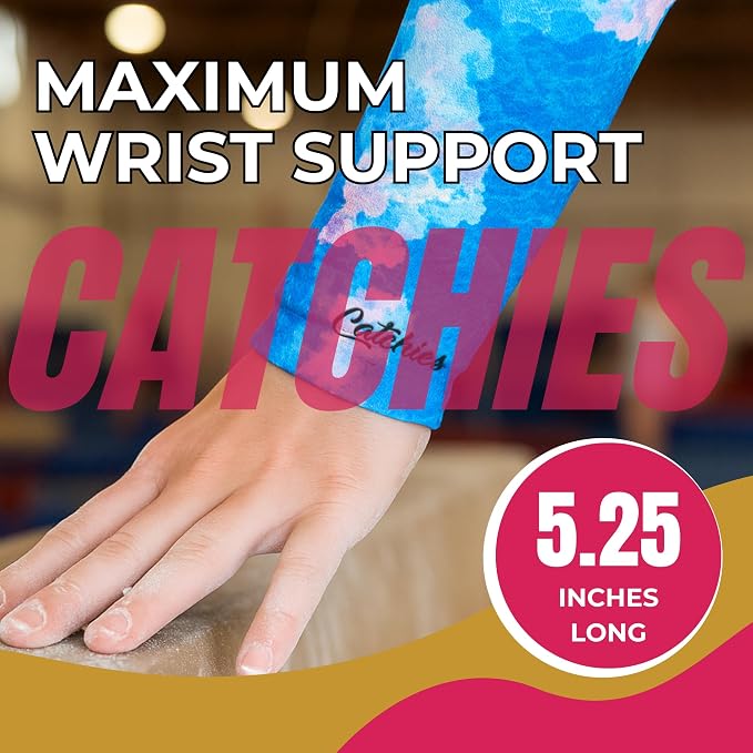 Catchies 5.25 Inch Gymnastics Wristbands for Grips for Athletes Ages 6-18+ | Extended Protection with 31% More Coverage - Dry Bands Alternative for Young Female Gymnasts