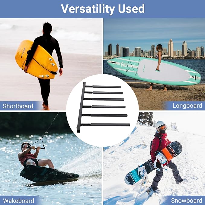 Surfboard Rack Wall Mount 6 Arms/8 Arms, Surfboard Rack for Wall with Rubber Mat, Vertical Paddle Board Storage Holds 6 Boards/8 Boards Storage Mount System at Home and Garage