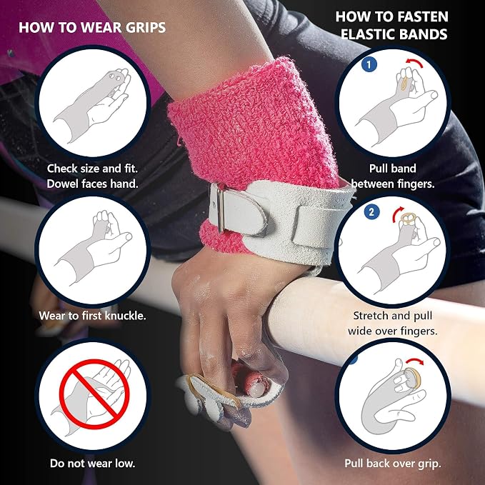 US Glove Women Hot Shot Uneven Bar Gymnastics Grips - Womens Gymnastics Bars Grips, Made in USA, Leather, Hook & Loop, Size 00 (5 3/8")