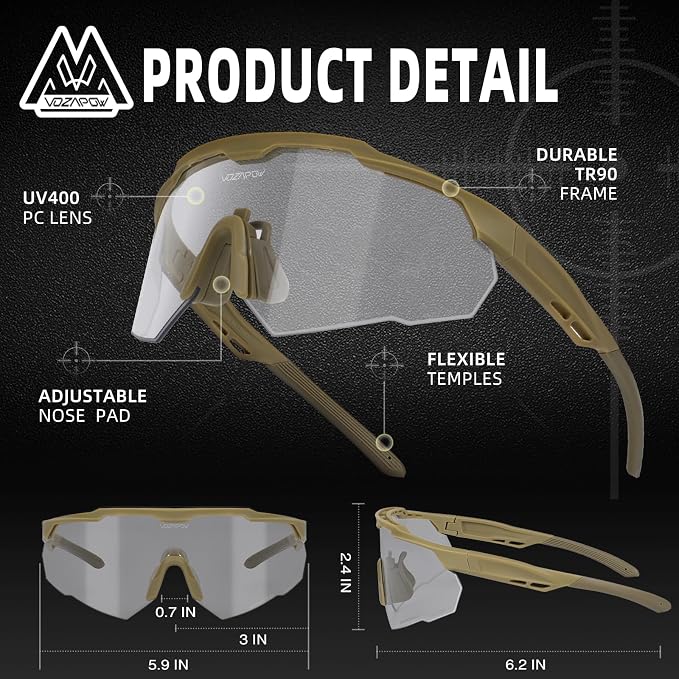 Shooting Glasses Anti Fog with High Definition Lenses, ANSI Z87+ Certified Tactical Safety Glasses for Men Women