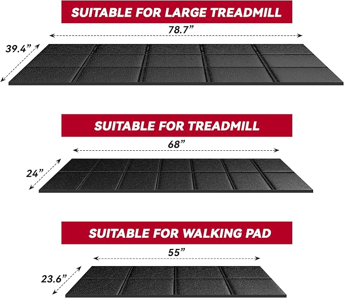 Walking Pad Mat for Carpet, Treadmill Mat for Hardwood Floors, High Density, 0.2" Thickness, Folable, Floor Protection Mats for Bike, Elliptical, Treadmill