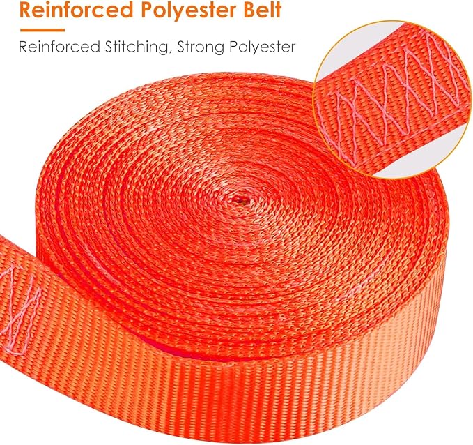 TLGREEN 10 Pcs 1" x 20' Ratchet Staps, Luggage Tie Down Strap, No Hook, Ratchet Strap Heavy Duty,1760 Break Strength Endless Ratchet Straps, Tie-Down Straps for Motorcycles, Trailer, Kayak, Orange