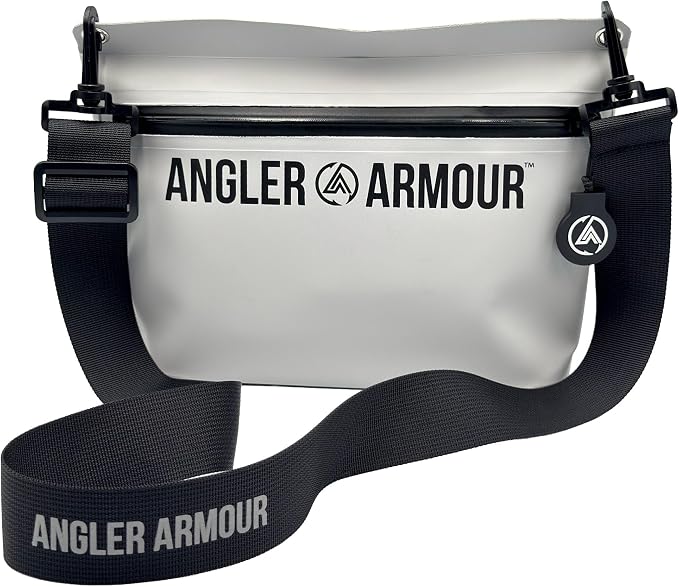 Angler Armour Waterproof Fishing Dry Bag, Fully Submersible Fishing Dry Bags, Heavy Duty Waterproof Gear Storage for Wade Fishing, Kayak, Boat, Jet Ski, Beach & Watersports (Grey, Small 2L)