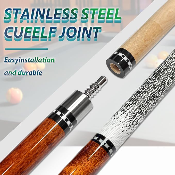 HomeSeason 58in Pool Cue Stick Canadian Maple Wood 13mm Tip - 18oz Perfect for Precision Play, Low Deflection Pool Cue for Enhanced Accuracy