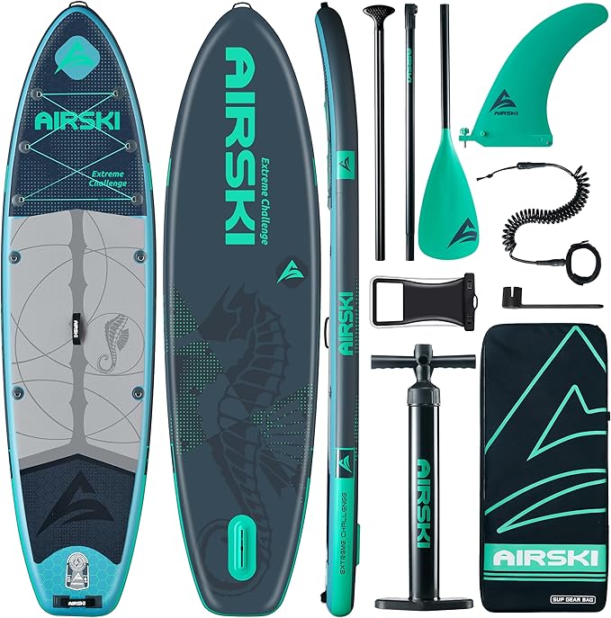 11'x34'' Extra Wide Inflatable Paddle Board, Stand-up Paddleboard for Adults, 420lb Capacity, Anti-Slip EVA, Stand-up Paddle Board for Yoga/Fishing/Family, US Fin, High-Pressure Pump, 100L Bag