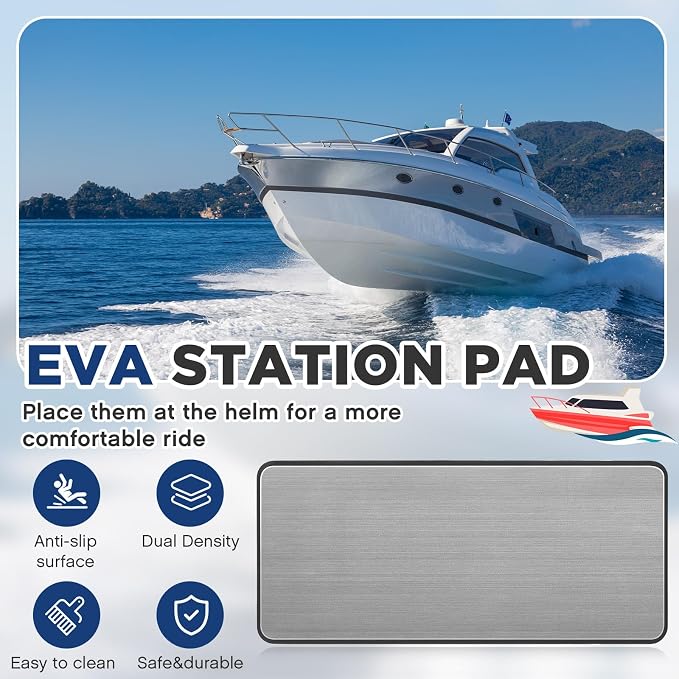 DaisyInner 36 x 16 Inch Helm Station Pad with Adhesive Backing Non Slip Boat Standing Mat 13mm Thick EVA Foam Boat Flooring Helm Pad for Rv Sea Deck Marine Summer Decking Console