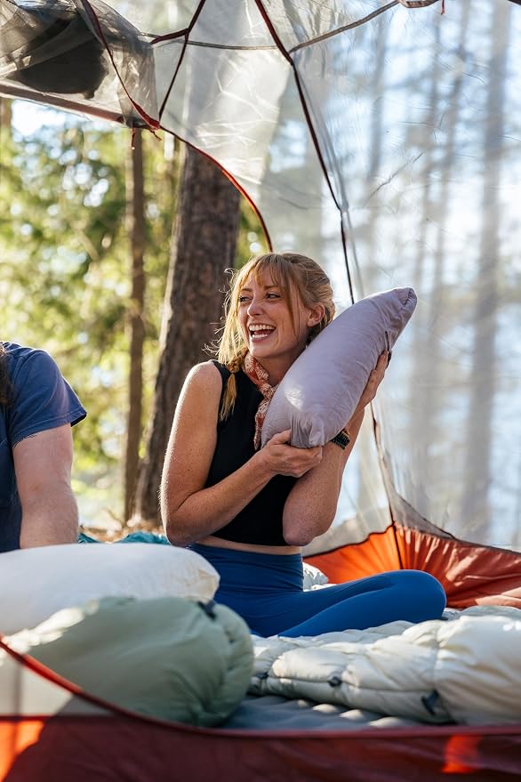Klymit Drift Camping Pillow | Lightweight, Travel Head Rest for Sleep Filled with Shredded Memory Foam, Reversible Outer Cover for Extended Use, Large Size — Orchid