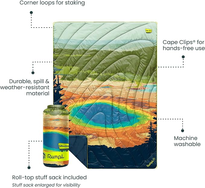 Rumpl Original Puffy National Park Blanket for Camping and Outdoors, Yellowstone - V2