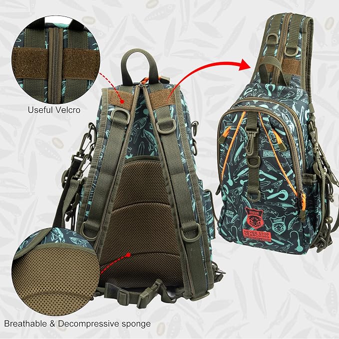 KINGDOM Fishing Tackle Storage Bag With Fishing lure Box, Water-Resistant Fishing Backpack with Rod Holder, Fishing Gear Bag