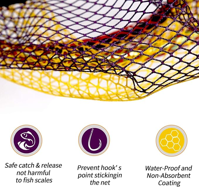 SANLIKE Collapsible Telescopic Fishing Net Rubber Coated Fresh/Salt Water