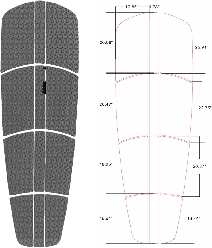 Abahub 12 Piece Surf SUP Deck Traction Pad Premium EVA with Tail Kicker for Paddleboard Longboard Surfboard Black/Blue/Gray/Navy Blue/Orange/White