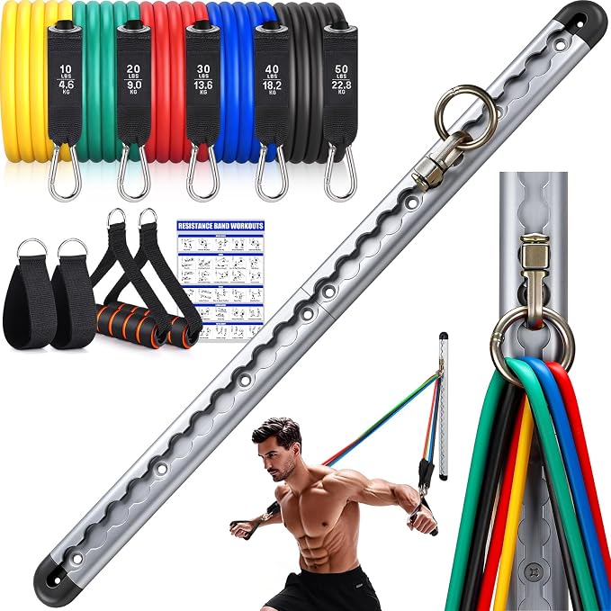 TOBWOLF Resistance Band Wall Mount System, Sturdy Resistance Bands Wall Anchor, Space Saving Home Gym Solution for Strength Training, Wall Mount Workout Anchors Multi-Purpose for Complete Full Body