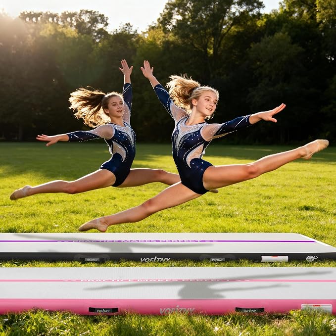 VOFiTNY All Purpose Gymnastics Mat 6.6/10/13/16/20 ft Sturdy Inflatable Tumble Track for Home/Gym