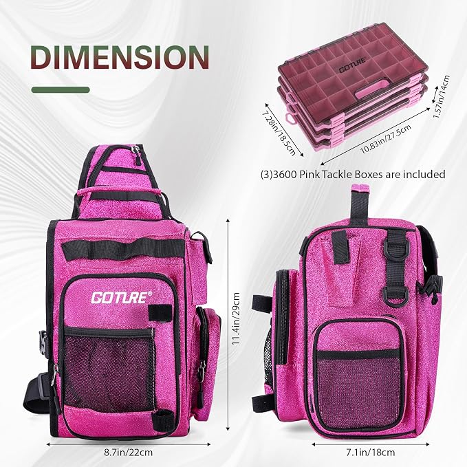 Goture Pink Fishing Rod and Reel Combo - ML Action Spinning Reel Pole with Pink Bag - Telescopic Rod Kit for Starter Travel Saltwater Freshwater, Gift for Woman