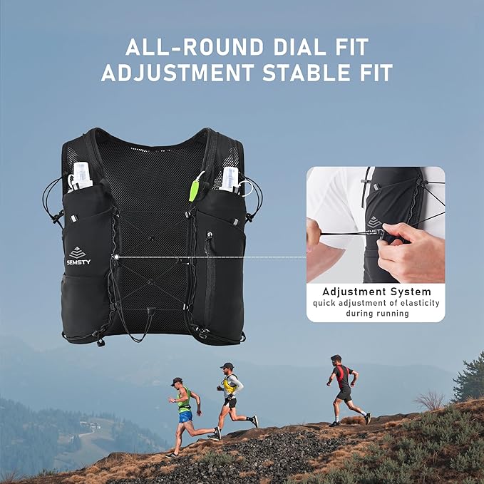 Running Hydration Vest 5L, Running Backpack with 2x500ml Soft Flask, Lightweight Water Backpack Reflective Trail Running Vest for Running Hiking Cycling