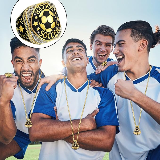 Highergo 10 Pcs Basketball Softball Baseball MVP Dancer Champion Trophy Ring with Display Stand Star Football Soccer Volleyball Golf Cheerleading Bowling Track Field
