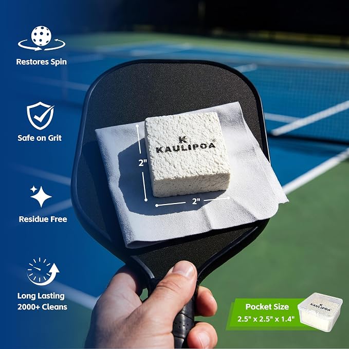 2-Pack Pickleball Paddle Eraser & Cleaner Kit, White Rubber Carbon Fiber Residue Remover with Hard Cases & Microfiber Cloths, Premium Paddle Maintenance Accessories Gift Box