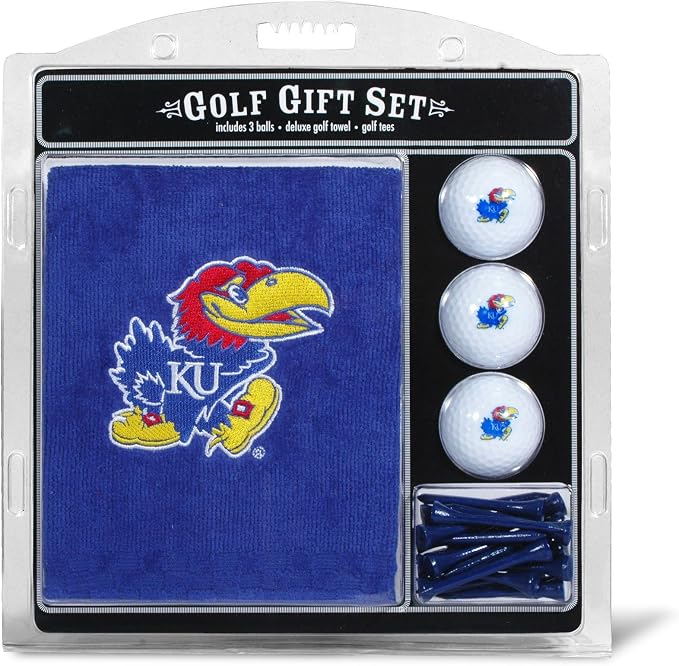 Team Golf NCAA Gift Set Embroidered Golf Towel, 3 Golf Balls, and 14 Golf Tees 2-3/4" Regulation, Tri-Fold Towel 16" x 22" & 100% Cotton