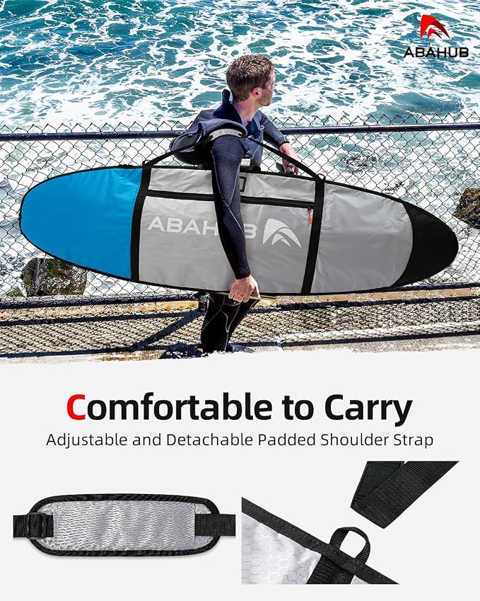Abahub Premium Surfboard Travel Bag, Foam Padded Surf Board Cover, Shortboard Carrying Bags for Surfing, Outdoor, Airplane, Car, Truck,Size 6'0, 7'0, 7'6, 8'0, 8'6, 9'0, 9'6, 10'0