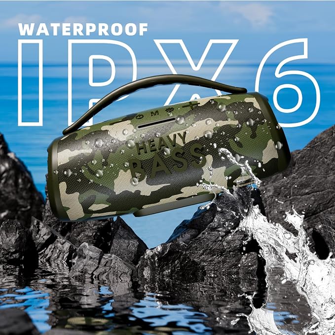HEAVY BASS Speakers Bluetooth Wireless, 80W Max Loud Portable Speaker with Deep Bass, 20H Playtime, IPX6 Waterproof, Dual Pairing, Perfect for Home,Party,Travel,Outdoors