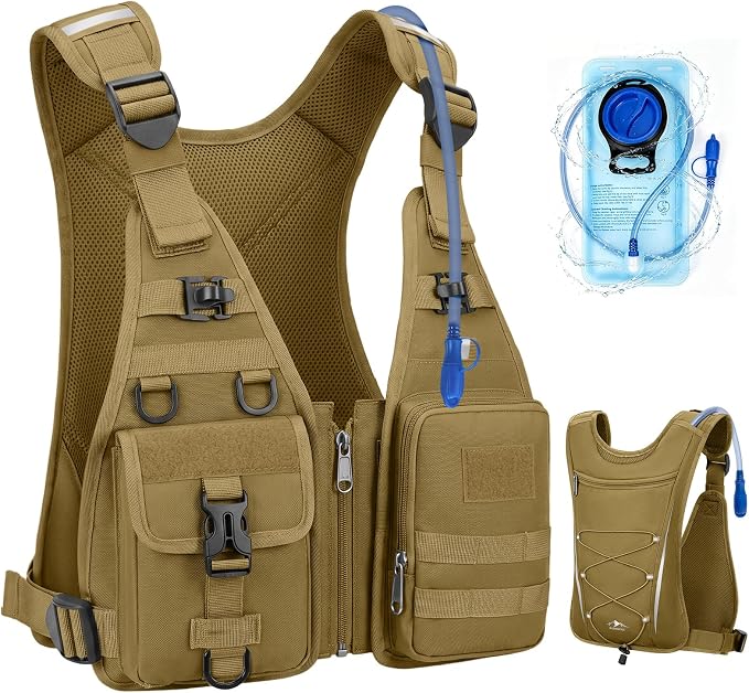 RAINSMORE Hydration Backpack with 2L Water Bladder, Lightweight Running Vest for Men Women, Adjustable Water Chest Pack for Hiking, Cycling, Marathon
