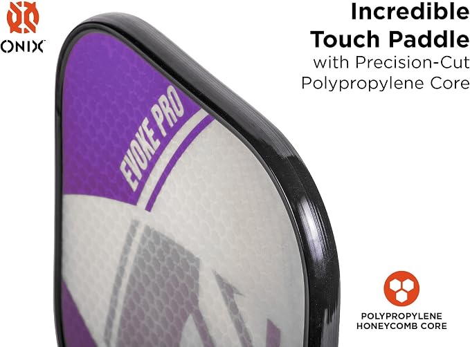 Onix Evoke Pro Composite Face Incredible Touch Maximum Control and Spin Pickleball Paddle – Polypropylene Honeycomb Core with Protective Edge Guard Widebody Shape