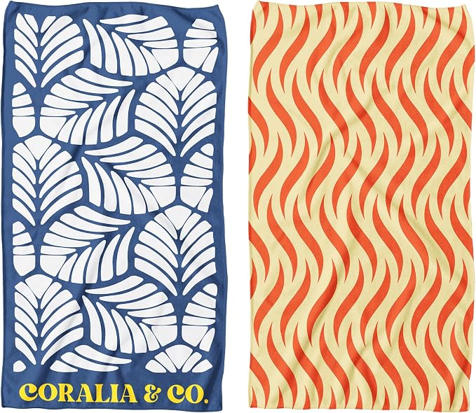 Coralia & Co. Large Microfiber Beach Towel - Quick Dry, Sand-Free, Lightweight with Convenient Storage Pouch - Twilight
