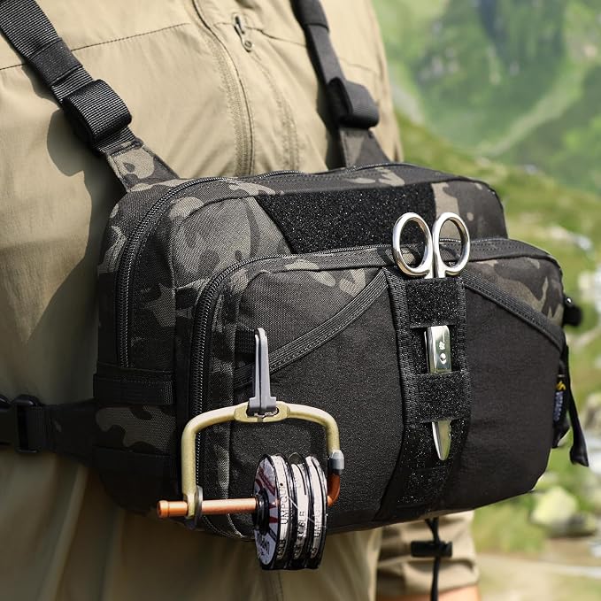VOTAGOO GEAR Fishing Chest Pack, Fly Fishing Bag for Men and Women, Tackle and Fly Boxes Storage Pack, Hunting Binocular Pack