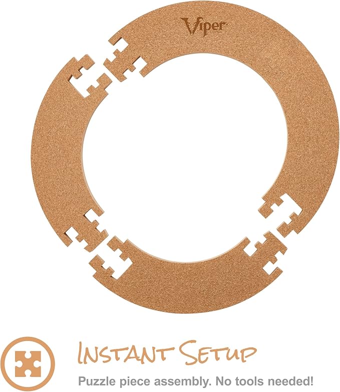 Viper Defender Cork-Lined Dartboard Surround Reversable Wall Protector, Fits 17.75" and 18" Bristle Dartboards, Compression-Fit Tool-Free Easy Mounting, Tan, Round, 28.25" Diameter x 1" Thick