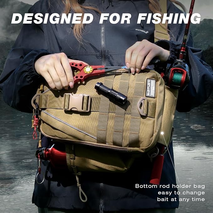 Ghosthorn Fishing Backpack Waterproof Tackle Bag Sling Bag Gift