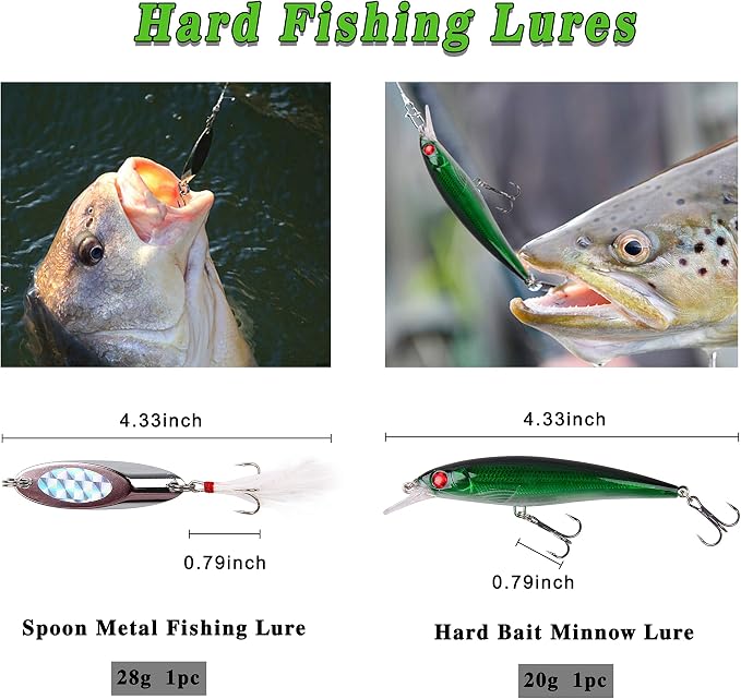 Saltwater Fishing Tackle Kit with Tackle Box Includes Surf Fishing Leader Rigs, Swimbait Lures, Hook Swivels, Fish Finder Rig, Sinker Weights, Fishing Gear and Equipment, Gift for Men