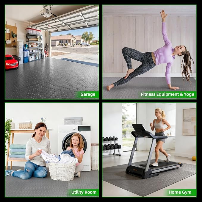 Art3d 24 Pack 24" x 24" EVA Interlocking Exercise Mats, 1/2" Thick Foam Puzzle Flooring for Workout, Gym Equipments, Training Areas, 96 Sq.FT, Grey