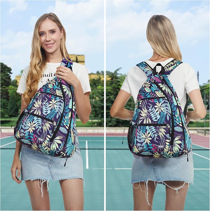 Sucipi Pickleball Bag - Men's & Women's Pickleball Backpack, Adjustable Sling Bag w/Fence Hook/Large Capacity/Safety Pocket