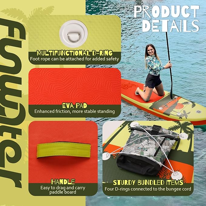 FunWater Inflatable Stand Up Paddle Board with Premium SUP Paddleboard Accessories, Anti-Slip EVA Deck, 11'6''/11'/10'6'' Paddle Boards for Adults & Youth of All Skill Levels