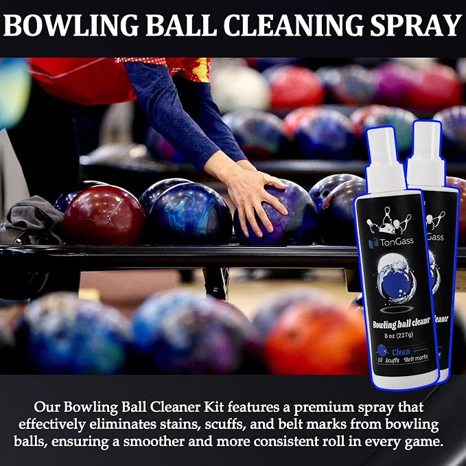 TonGass (3-Pack, Total 24 oz Bowling Ball Cleaner Spray Portable Bowling Cleaner Accessories Bowling Ball Oil Scuff and Belt Mark Cleaner Restores Tack and Prolongs Lifespan of Ball