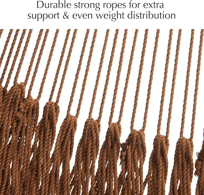 PNAEUT Handwoven Mayan Hammock, Thick Soft Rope Double Hammock for Outdoor Outside & Indoor, 600 lbs Capacity Heavy-Duty, Includes Tree Straps, Carabiners & Carrying Bag (Desert, X-Large)
