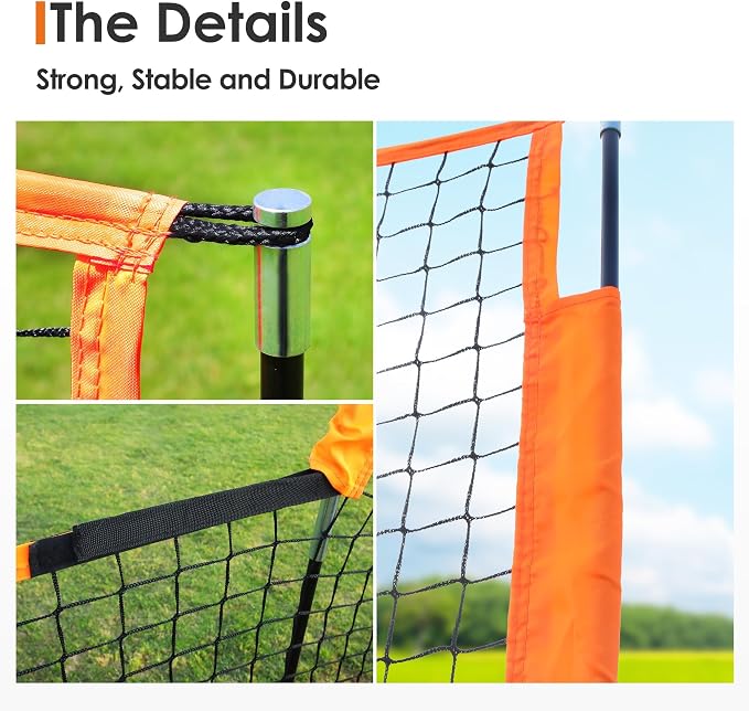 L Screen Baseball Pitching Screen for Batting Cage, Lightweight Pitch Training Accessory, 7x7 ft Pitcher Protection L-Screen Protector Net for Pitcher Safety