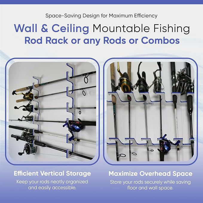 TRAPSKI Made in the USA Premium Fishing Rod/Pole Holder Rack Organizer | Wall or Boat Mounting Fishing Rod Rack | Marine Grade HDPE Plastic | Holder for up to 4 Rods | Stackable