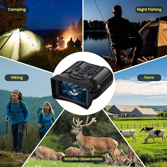 Night Vision Goggles,4K Night Vision Binoculars for Adults with 5000mAh Rechargeable Battery,1000FT Infrared Range,16X Zoom,32GB TF Card,Photo&Video Recording,Compact Design,Ideal Gifts for Men